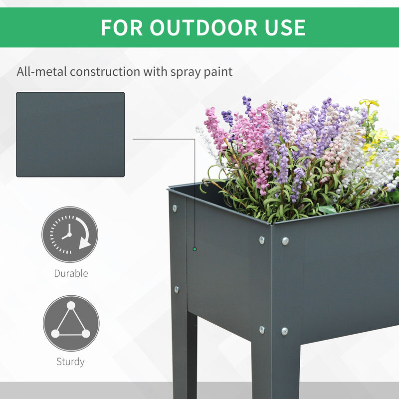 Hivvago Raised Garden Planter Metal Box with Drainage Holes image number 3