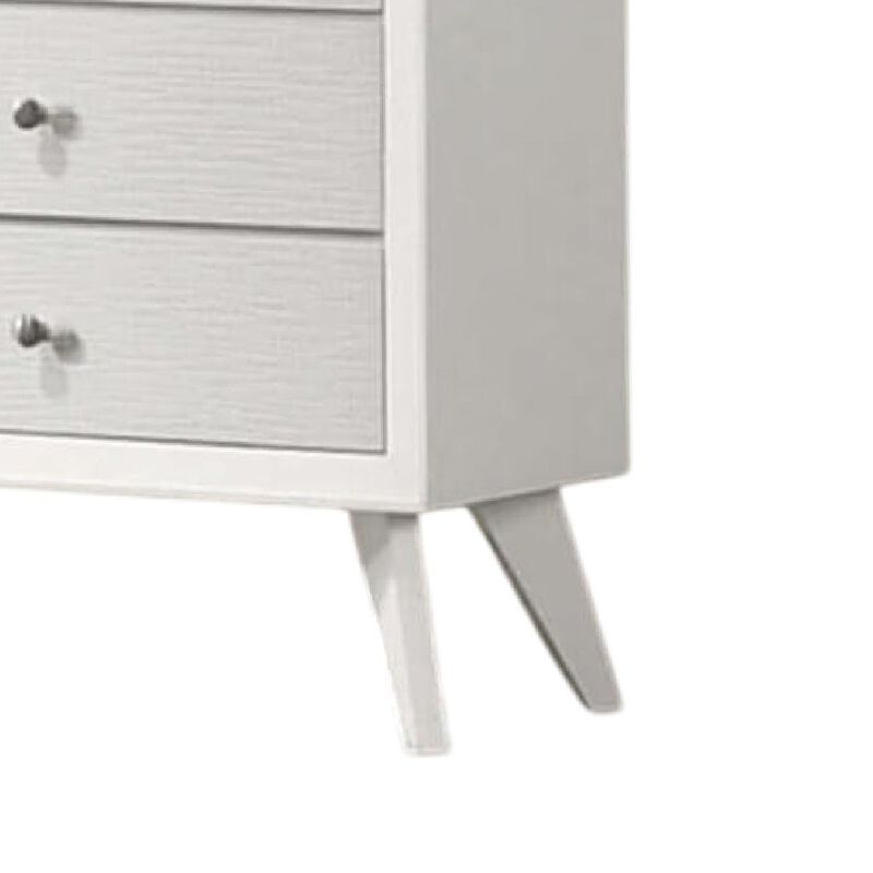 Tory Tall Dresser Chest, 5 Drawers w Bronze Knobs, Textured White Wood