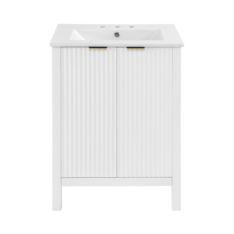Bastille 24 in. White Bathroom Vanity with 3-Hole Ceramic Sink Top image number 0