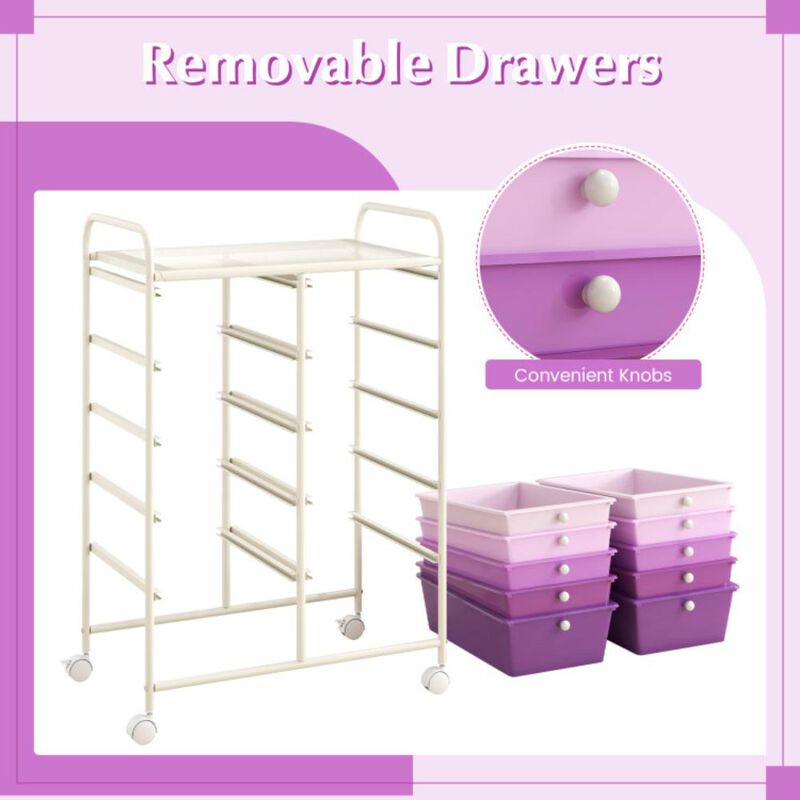 Hivvago 10-Drawer Rolling Storage Cart