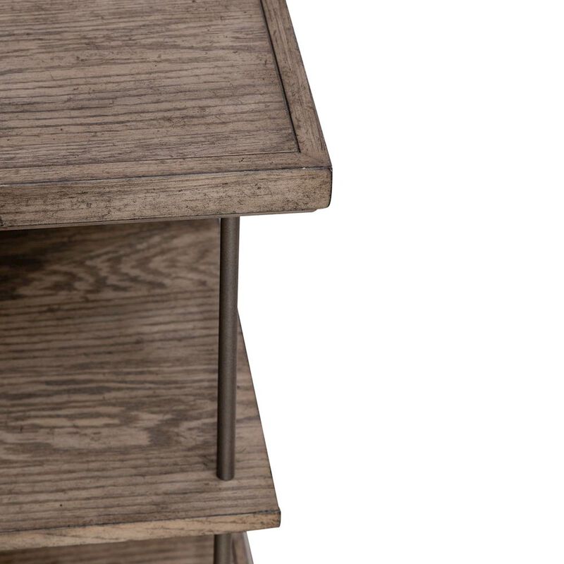 Liberty Furniture City Scape Metal Accent Oak Wood Chair Side Table for Living Room, Beige image number 5