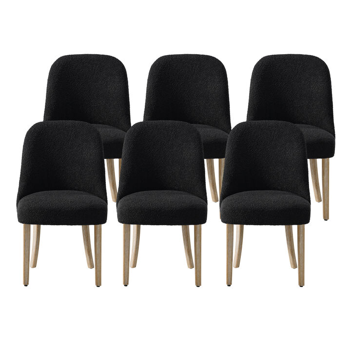 WestinTrends Mid-Century Modern Upholstered Boucle Dining Chair (Set of 6)