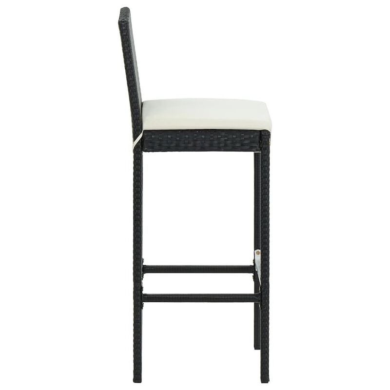 Bar Stool Set of 6 Black PE Rattan Counter Height Footrest