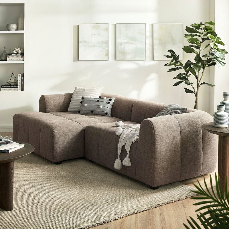 Modway Liana Left-Facing Upholstered Fabric Modular Sofa with Chaise