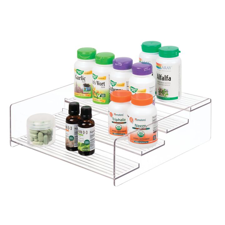 mDesign Plastic Bathroom Medicine Organizer, 4 Level Shelf, Clear