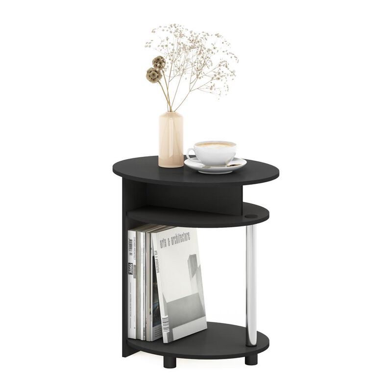 Furinno JAYA Simple Design Oval End Table, Americano, Stainless Steel Tubes
