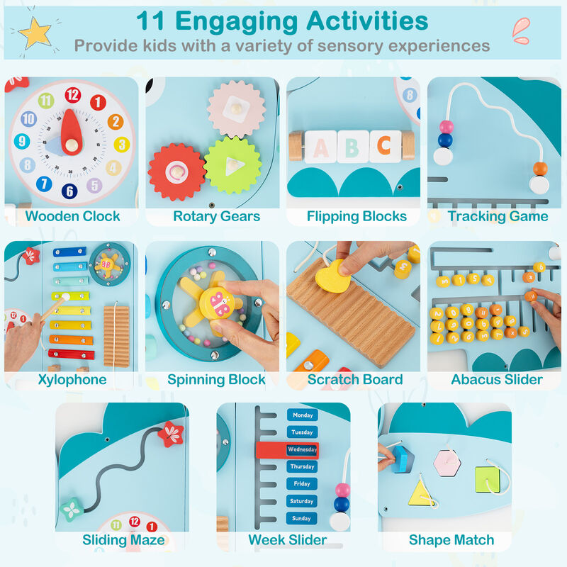 Dinosaur Busy Board 11-in-1 Activity Wall Panels for Education & Early Development image number 4
