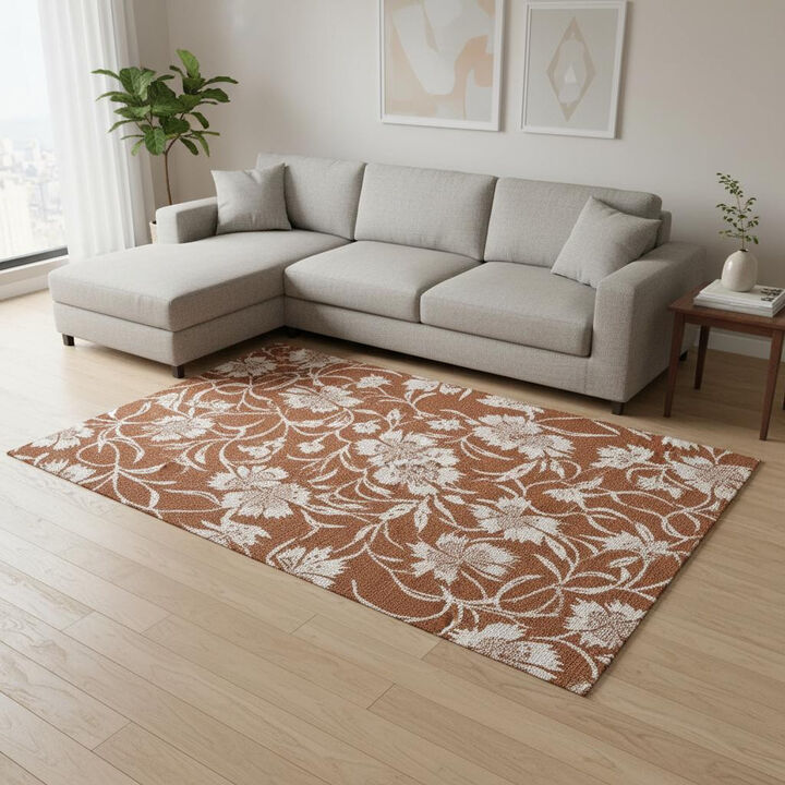 HomeRoots Botanical Leaves Area Rug
