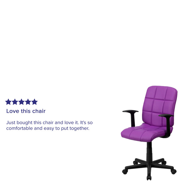 Clayton Mid-Back Quilted Vinyl Swivel Task Office Chair with Arms image number 2