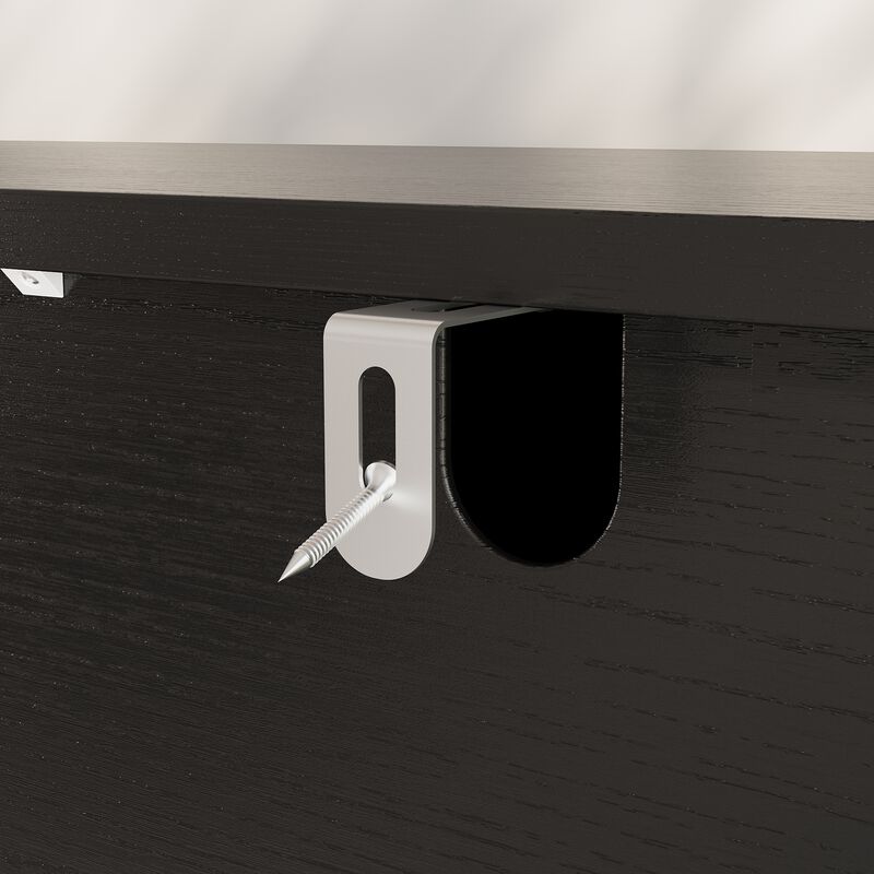 FUFU&GAGA Black 6-Drawer Storage Cabinet with Embossed Texture, Gold Tapered Pulls and Textured Finish, 63" W x 15" D x 32.3" H