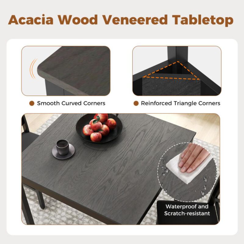Hivvago 3-Piece Dining Table Set Wooden Square Kitchen Table for 2 People