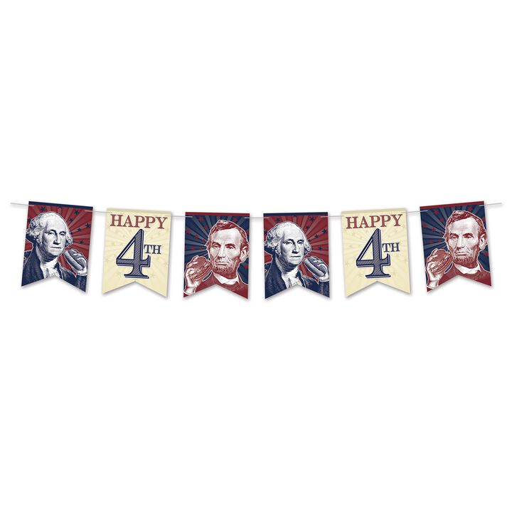 Club Pack of 12 Red Patriotic George and Abraham 4th of July Streamer Party Decors 9"