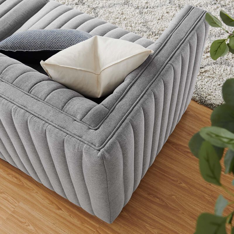 Modway Conjure Channel Tufted Fabric Upholstered Loveseat in Black Light Gray image number 5