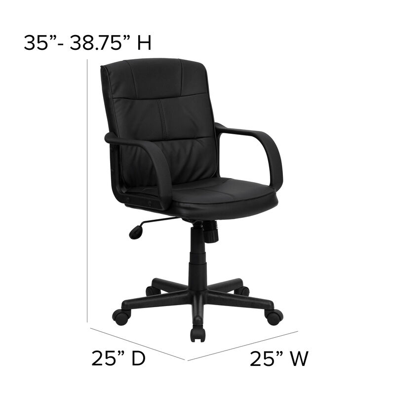 Rider Mid-Back Black LeatherSoft Swivel Task Office Chair with Arms image number 6