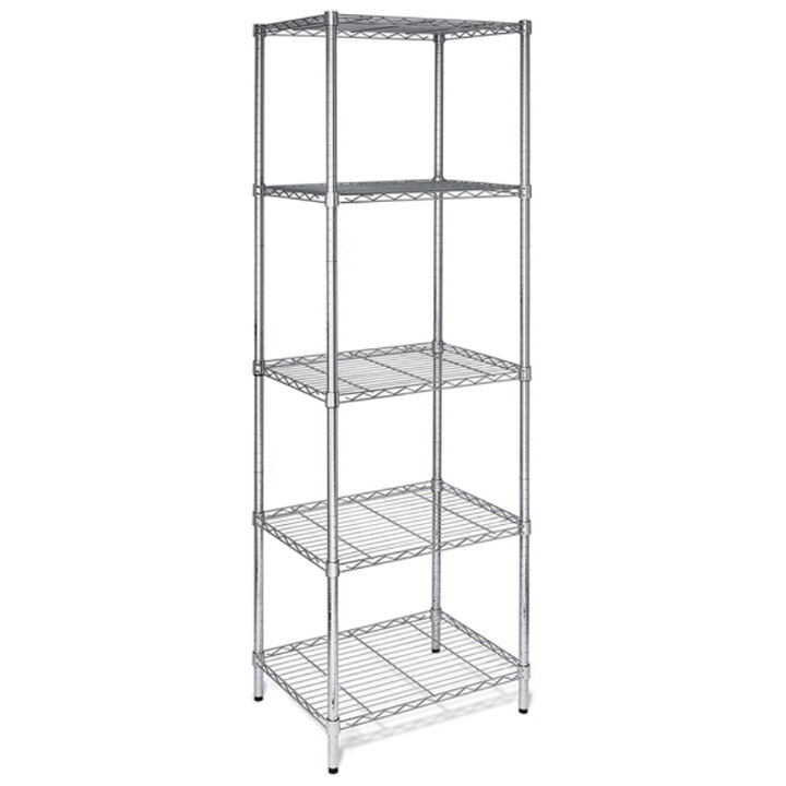 Freestanding 5-Shelf Metal Storage Rack for Kitchen & Basement