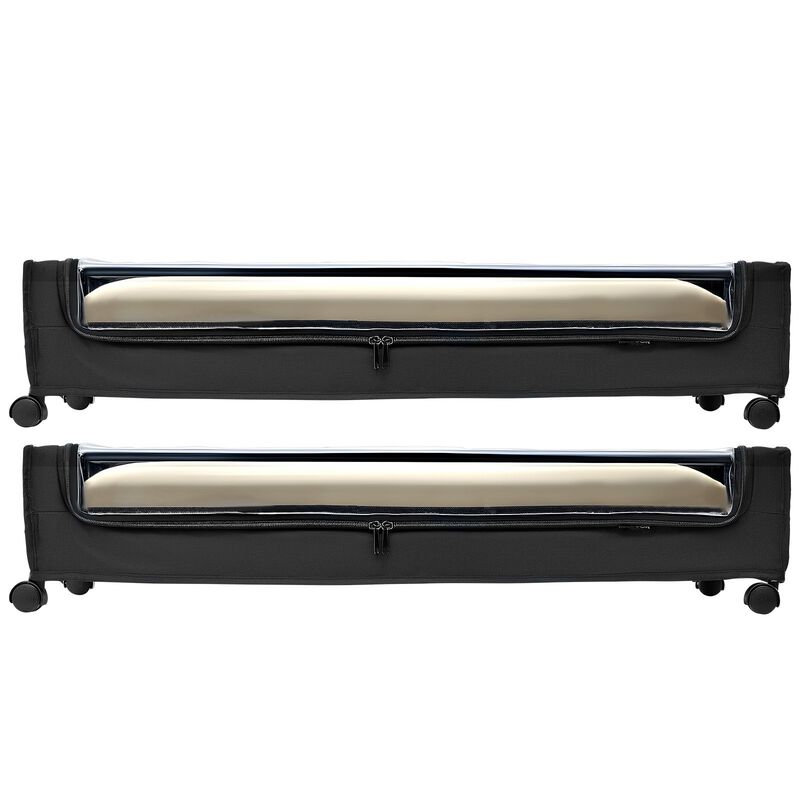 Set of 2 Under Bed Storage with Wheels, Clear Lid Rolling Bins for Clothes, Shoes, Blankets image number 0