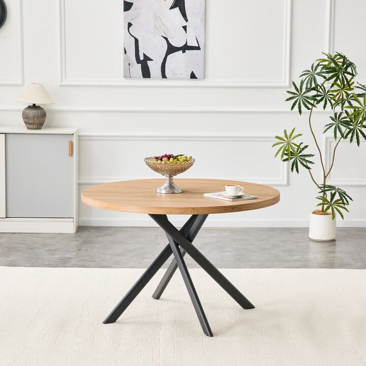 Round Folding Dining Table Thick MDF tabletop with reinforced metal frame Space saving round kitchen table for small spaces