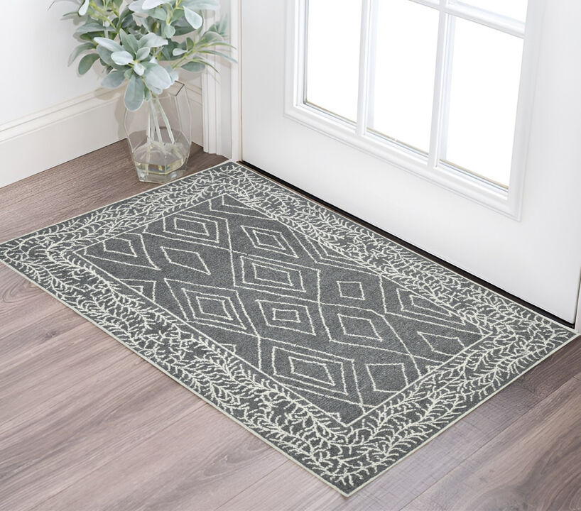 HomeRoots Wool Geometric Hand Hooked Area Rug