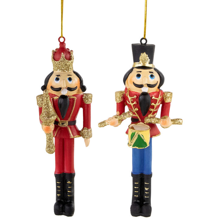 Set of 2 Nutcracker King and Soldier Christmas Ornaments 5.75"