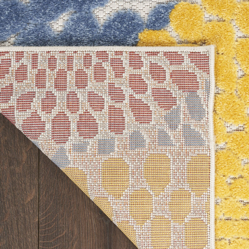 HomeRoots 6' Blue Yellow Blue Red And Green Medallion Indoor Outdoor Area Rug image number 4