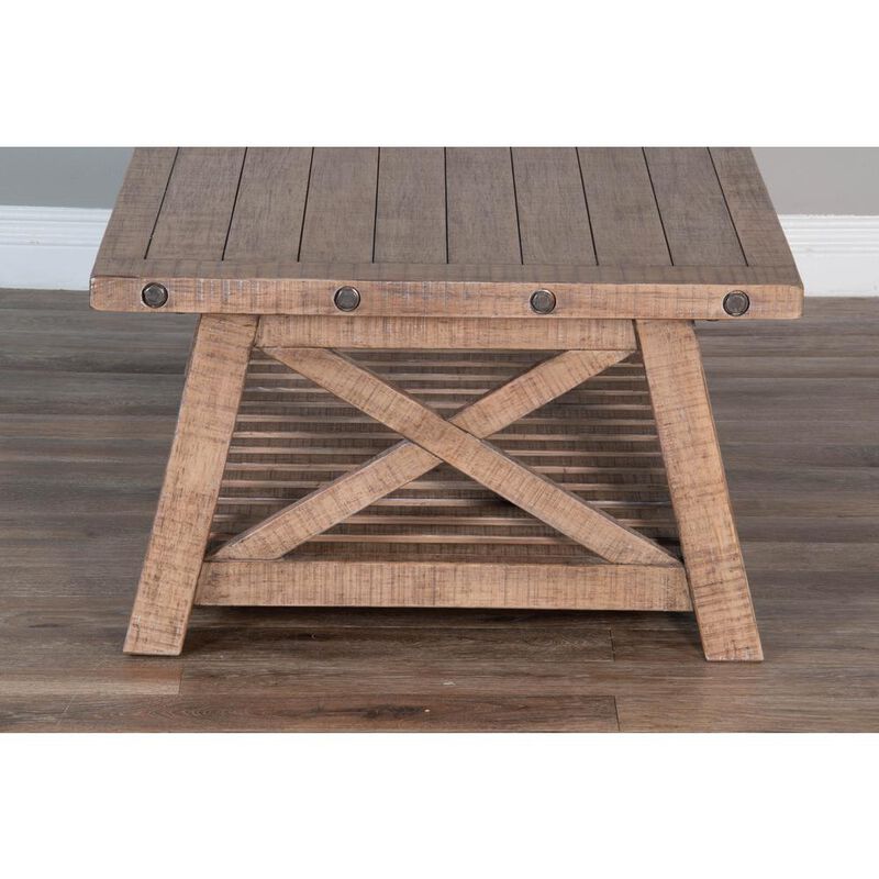 Sunny Designs Vivian 52 Farmhouse Mahogany Wood Coffee Table in Light Brown