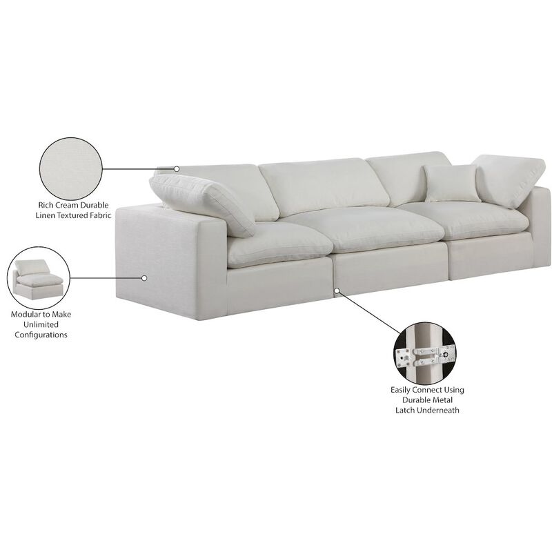Meridian Furniture Comfy Cream Linen Textured Fabric Modular Sofa