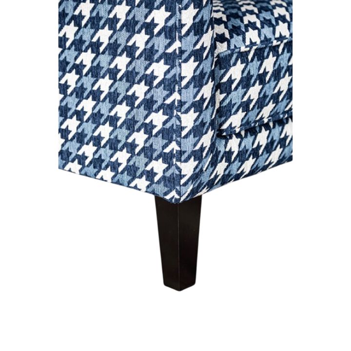 Colin Accent Club Chair, Throw Pillow, Gray Blue Houndstooth Polyester - Benzara