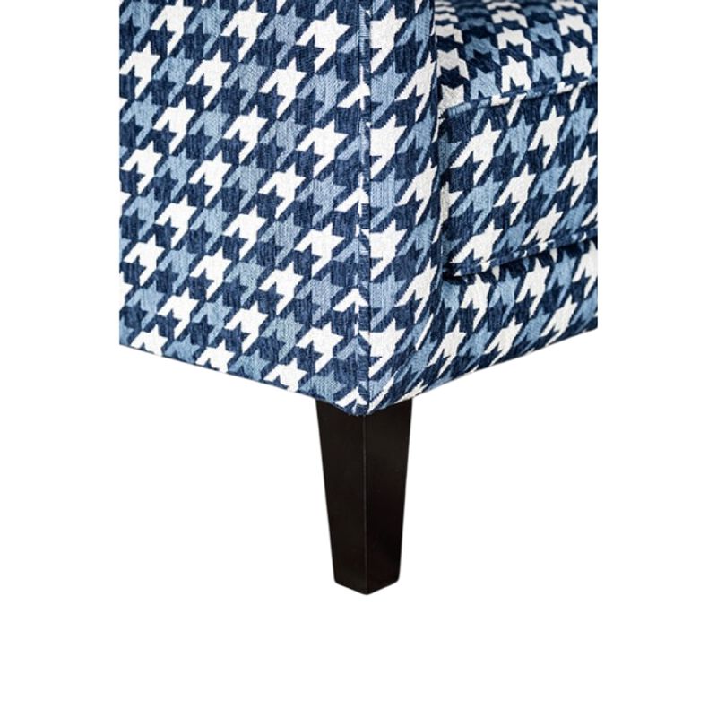 Colin Accent Club Chair, Throw Pillow, Gray Blue Houndstooth Polyester - Benzara