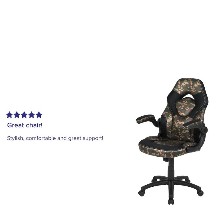 Flash Furniture X10 Gaming Chair Racing Office Computer Swivel Chair, White/Black LeatherSoft