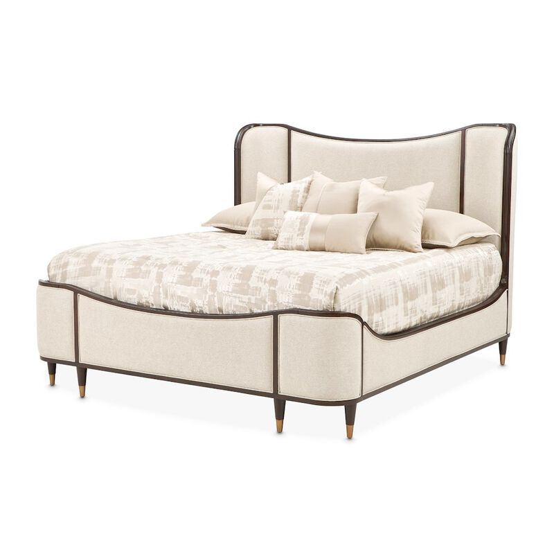 Michael Amini Camellia Field Queen Upholstered Bed - Warm Pecan image number 0