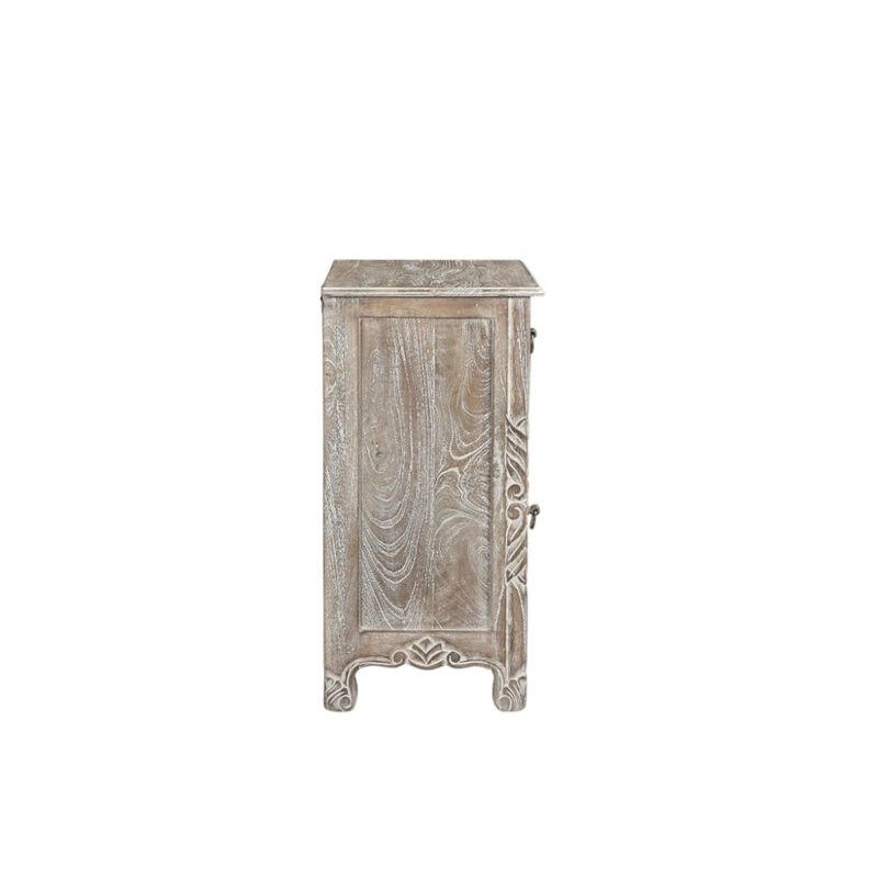 HomeRoots 30" Gray Solid Wood Distressed One Drawer Nightstand image number 4