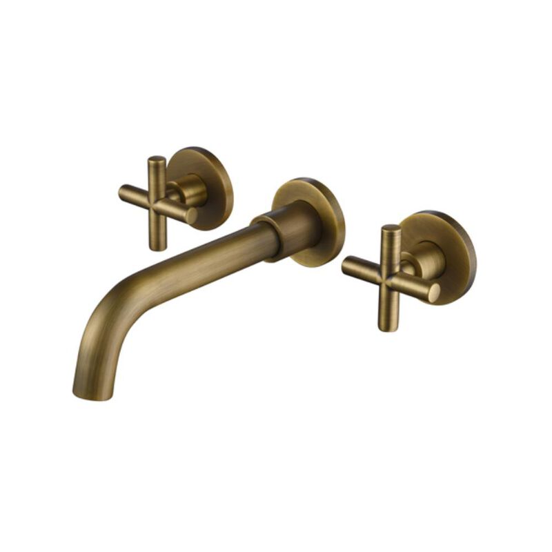 Wall-Mounted Bathroom Sink Faucet with Dual Handles for Modern Vanity & Space-Saving Design