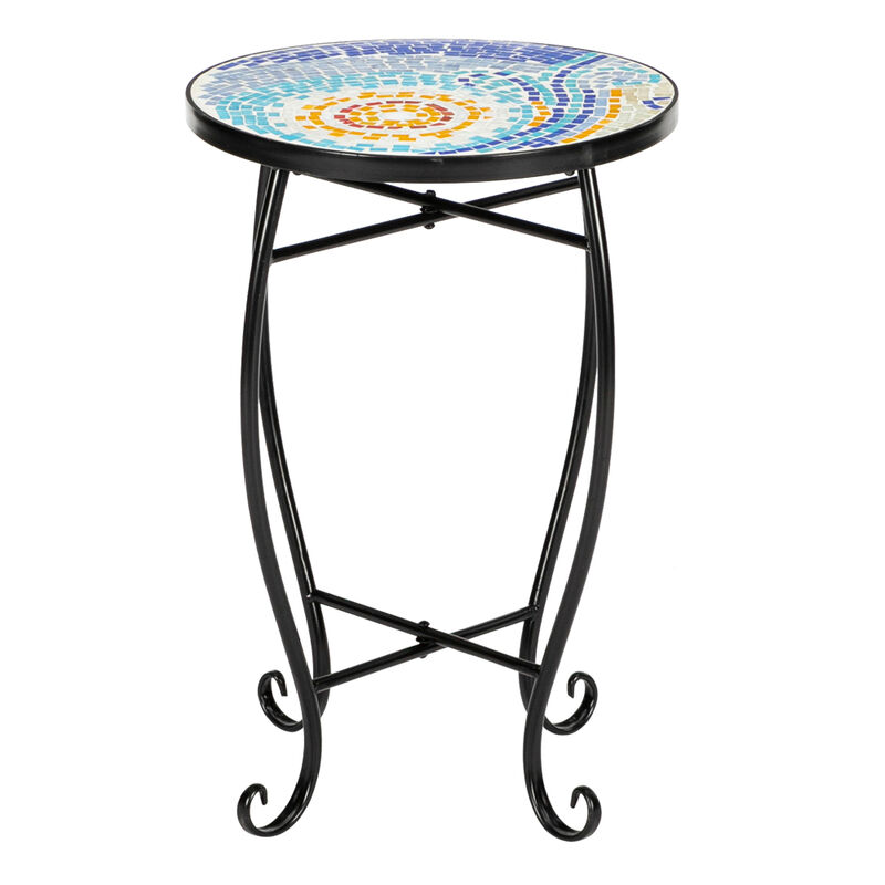 Sun Mosaic Round Bistro Table Artisasset Outdoor Terrace Caf&eacute; Table for Patio & Garden Decor