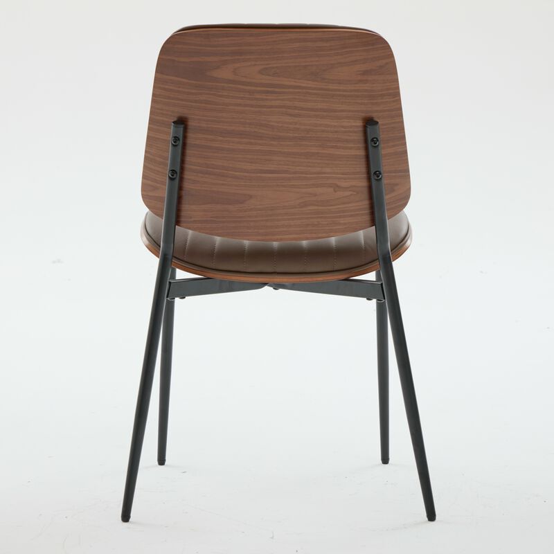Whisen Set of 2 Mid Century Modern Dining Chairs, Faux Leather Upholstered Seat with Bentwood Back Metal Legs for Kitchen Dining Room image number 6