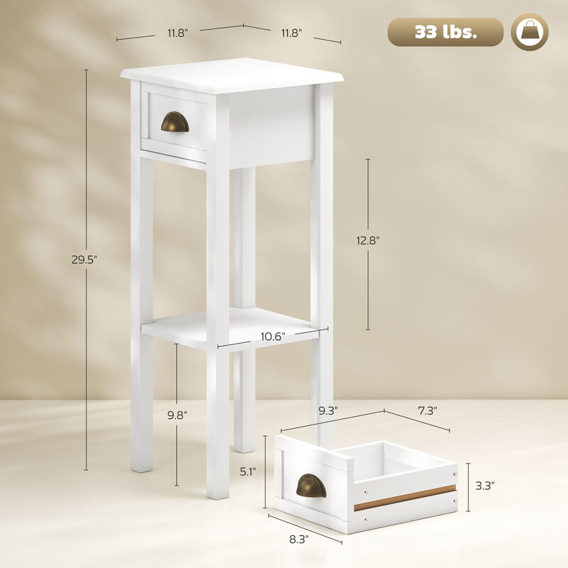 Hivvago 2-Tier Side Table with Drawer and Shelf for Living Room image number 2