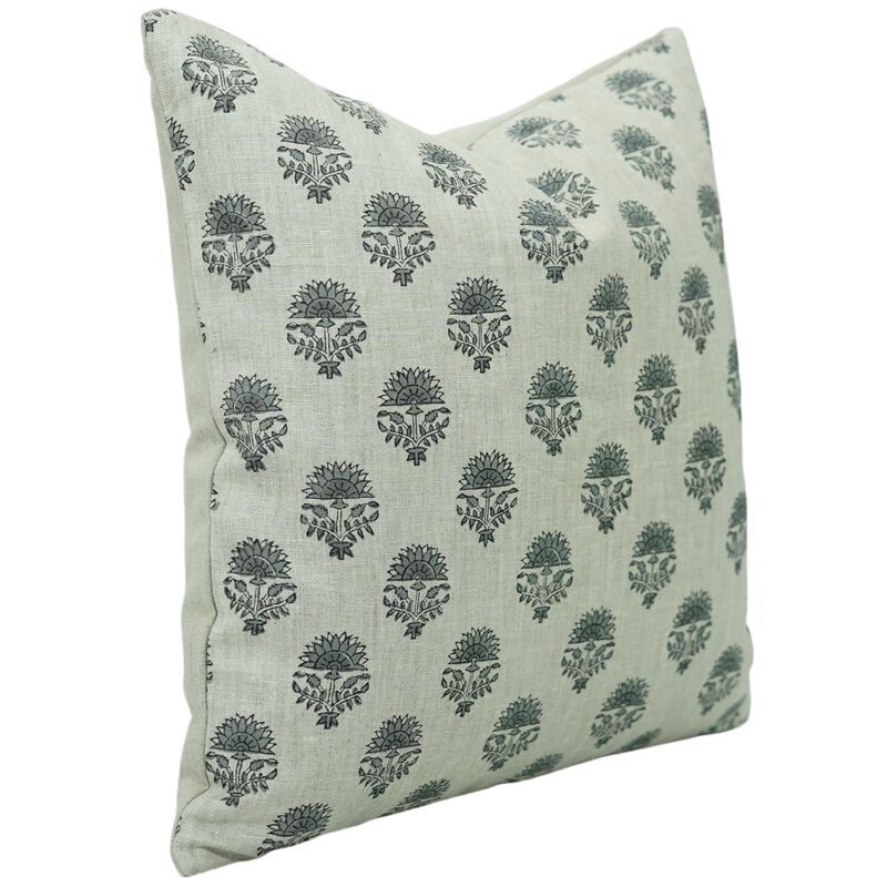 Fabdivine Handmade Linen Block Print Rectangle Pillow Cover, Vintage Floral Sofa Cushion Case Room Decoration, Inderjeet image number 5