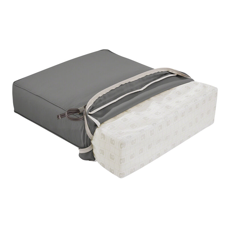 Classic Accessories Montlake FadeSafe Water-Resistant 25 x 25 x 5 Inch Outdoor Chair Cushion, Light Charcoal Grey, Outdoor Chair Cushions, Patio Chair Cushions, Patio Cushions