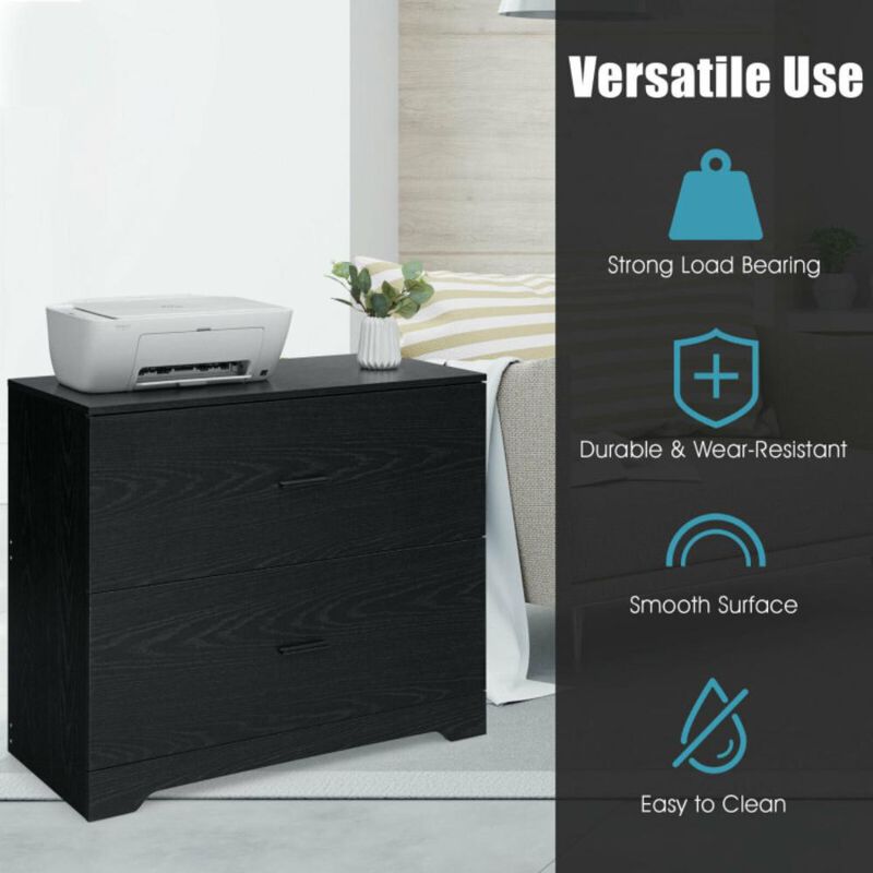 Hivvago 2-Drawer Lateral File Cabinet with Adjustable Bars for Home and Office-Black