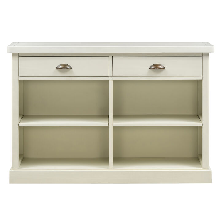 Hegrer 2 Drawers and Open Storage Shelves  Console Table