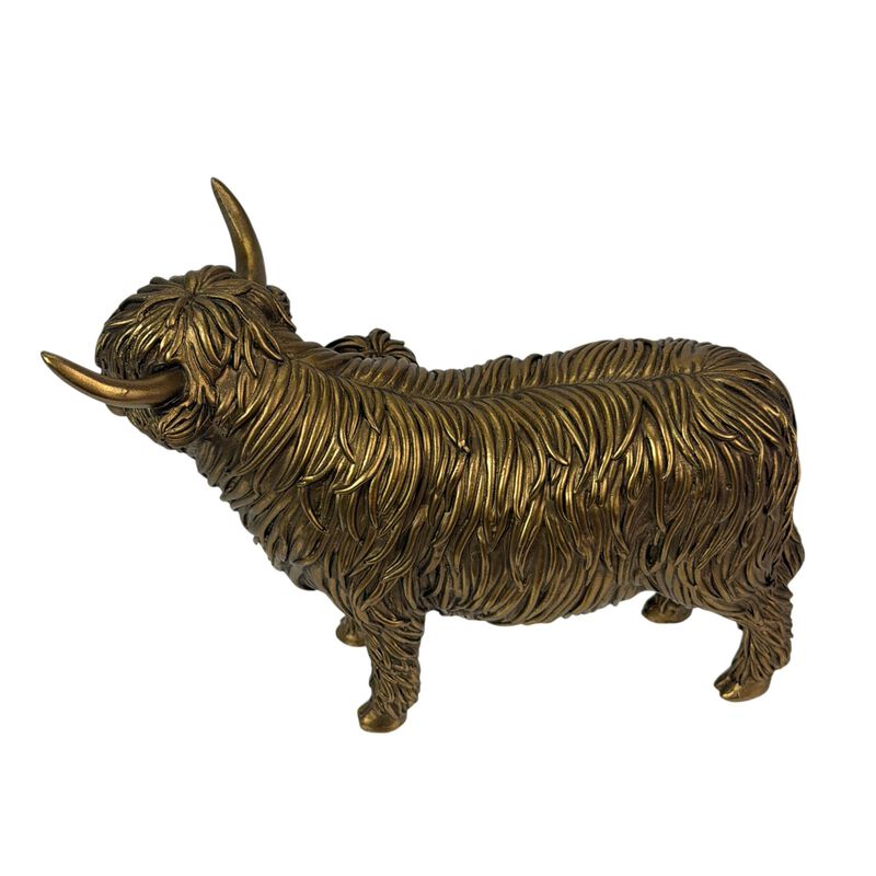 Highland Cow And Calf Statue Antique Bronze Resin Figurine 725 In image number 3