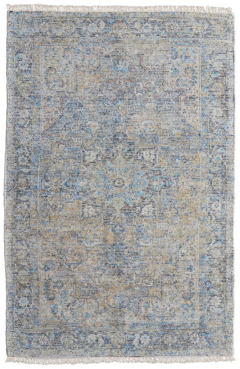 HomeRoots Abstract Hand Woven Distressed Area Rug With Fringe