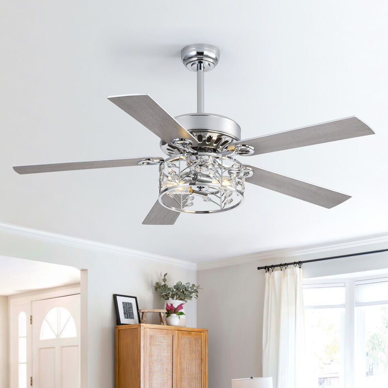 Breezary 52" Ceiling Fan with Crystal Light, 5 Blade,6 Speed, Remote image number 8