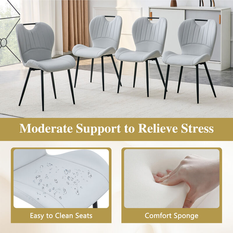 Whisen Set of 4 Upholstered Dining Chairs with Metal Handle, Fabric & Metal Frame, Ergonomic Accent Chairs for Dining Room, Living Room, Office image number 5