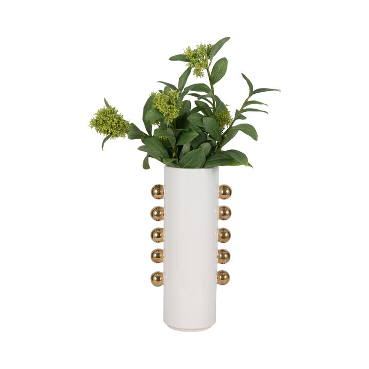 Cer, 16" Vase W/ Side Knobs