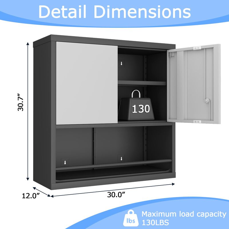 Metal Adjustable 2 Doors Metal Kitchen Pantry Cabinet With Adjustable Shelves image number 1