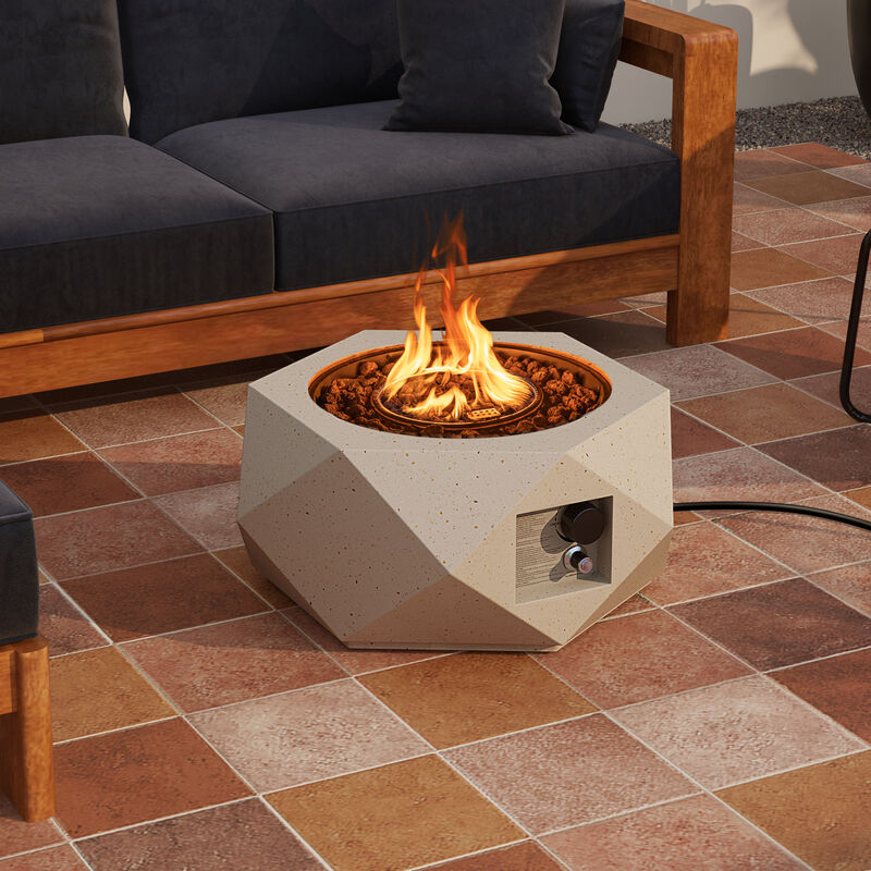 40000 BTU Hexagon Terrazzo Propane Fire Pit Table with Stainless Steel Burner