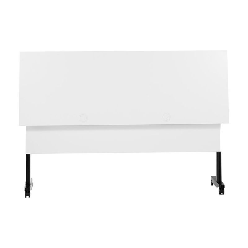 Flash Furniture 60" x 24" Nesting Flip Training Table with T-Legs, Modesty Panel, White Tabletop image number 6