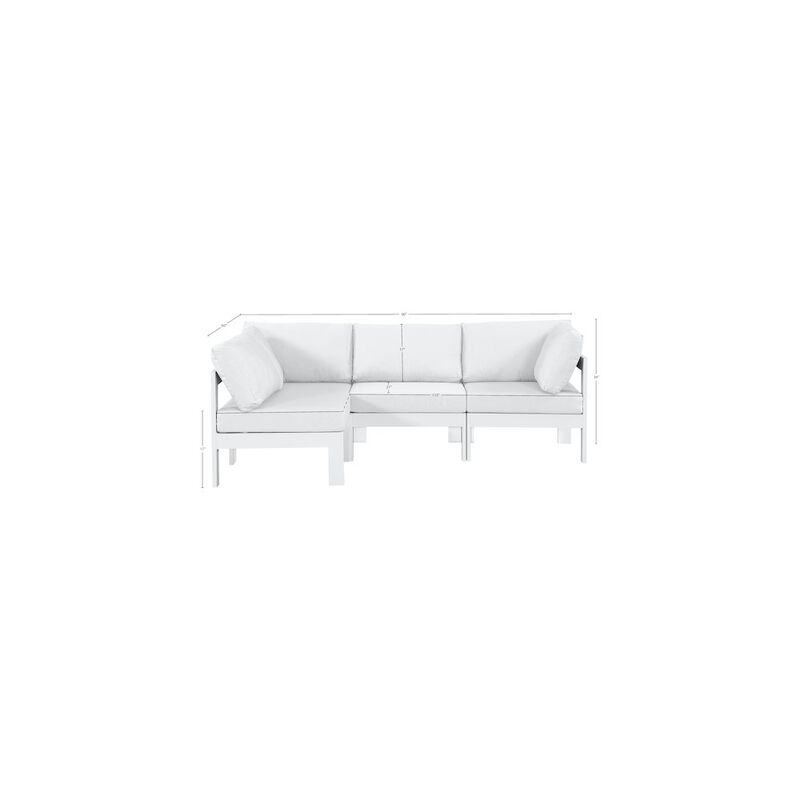 Meridian Furniture Nizuc White Water Resistant Fabric Outdoor Patio Modular Sectional