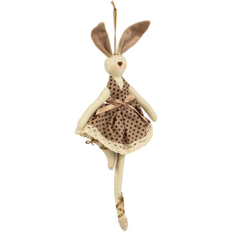 Plush Ballerina Bunny Hanging Easter Decoration- 13" - Brown