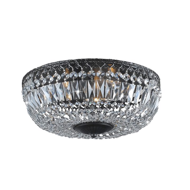 Josie 4-light 14-inch Antique Black Crystal Flush Mount Chandelier
